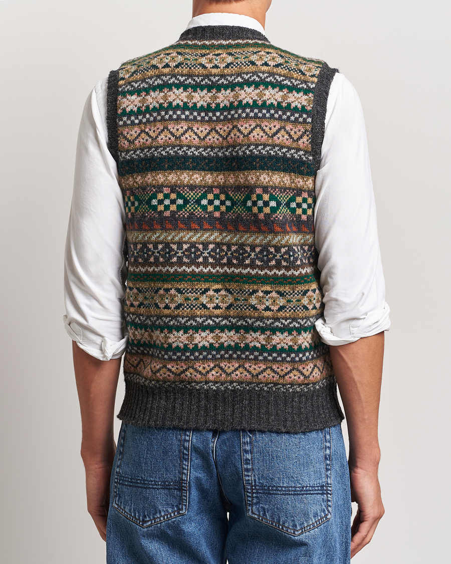 Herre | Trøjer | Drake's | Fairisle Wool Vest Purple Multi