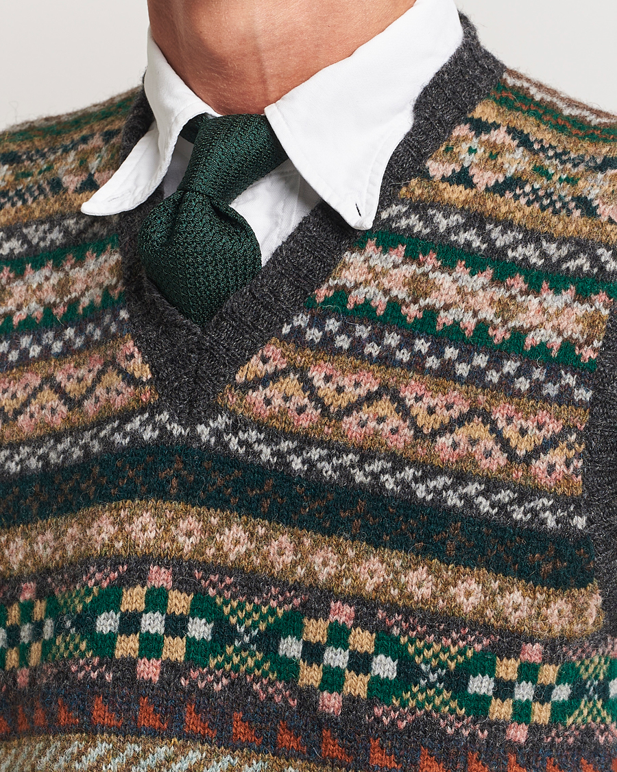 Herre | Trøjer | Drake's | Fairisle Wool Vest Purple Multi
