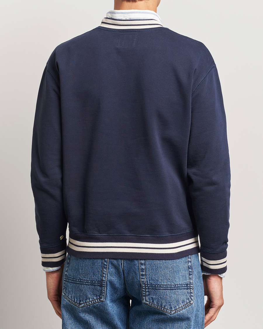 Herre | Trøjer | Drake's | Striped Rib Sweatshirt Navy