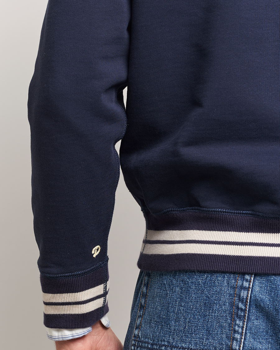 Herre | Trøjer | Drake's | Striped Rib Sweatshirt Navy