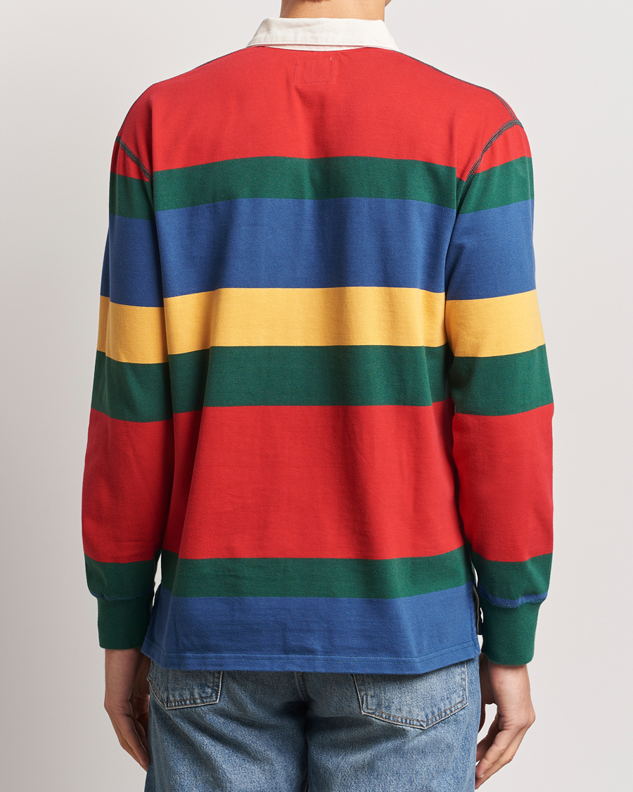 Herre | Trøjer | Drake's | Multi Striped Rugby Shirt Red/Green/Blue
