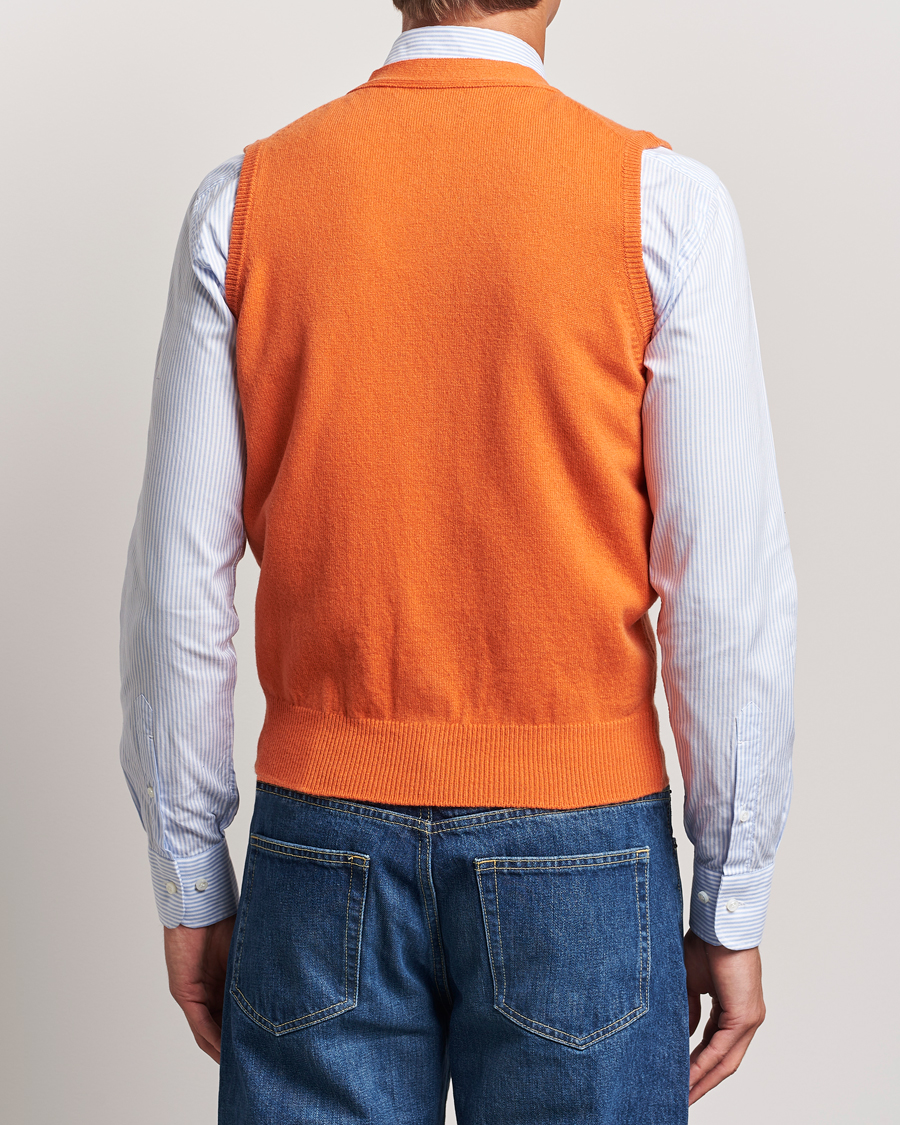 Herre | Trøjer | Drake's | Lambswool Vest Cardigan Orange