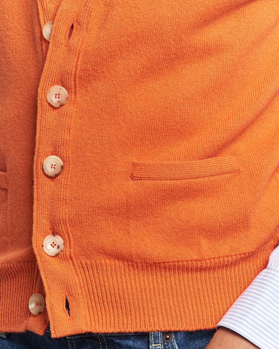 Herre | Trøjer | Drake's | Lambswool Vest Cardigan Orange