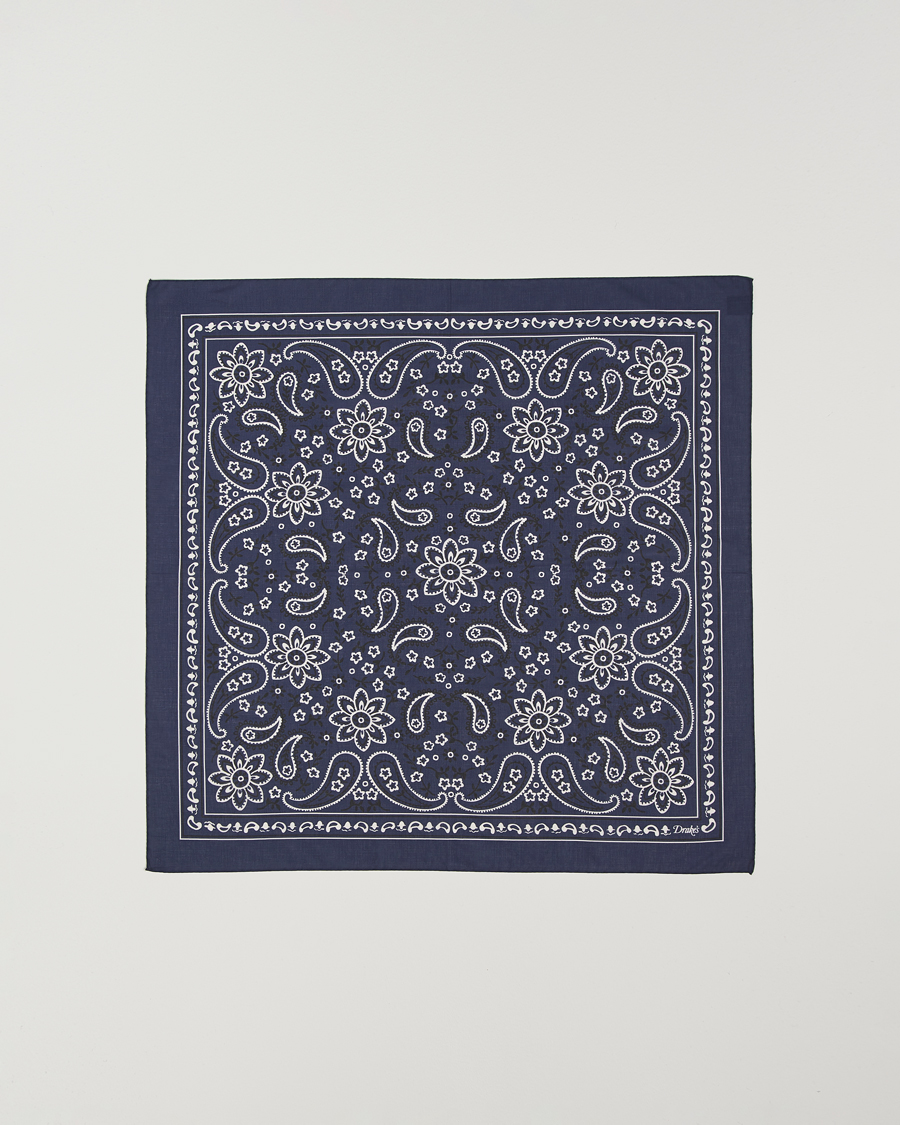 Herre | Tørklæde | Drake's | Drake'sClassic Paisley BandanaNavy