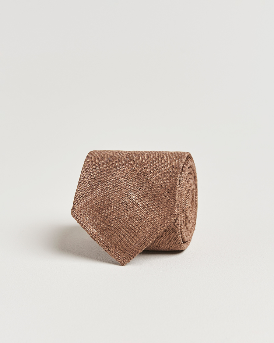 Herre | Drake's Silk Tussah Handrolled Tie Coffee | Drake's | Silk Tussah Handrolled Tie Coffee