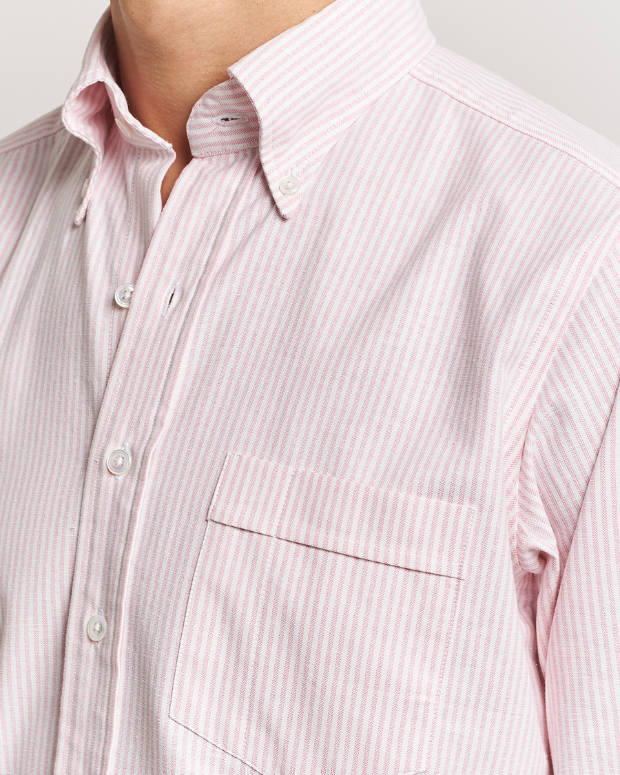 Herre | Skjorter | Drake's | Striped Button Down Oxford Shirt Pink