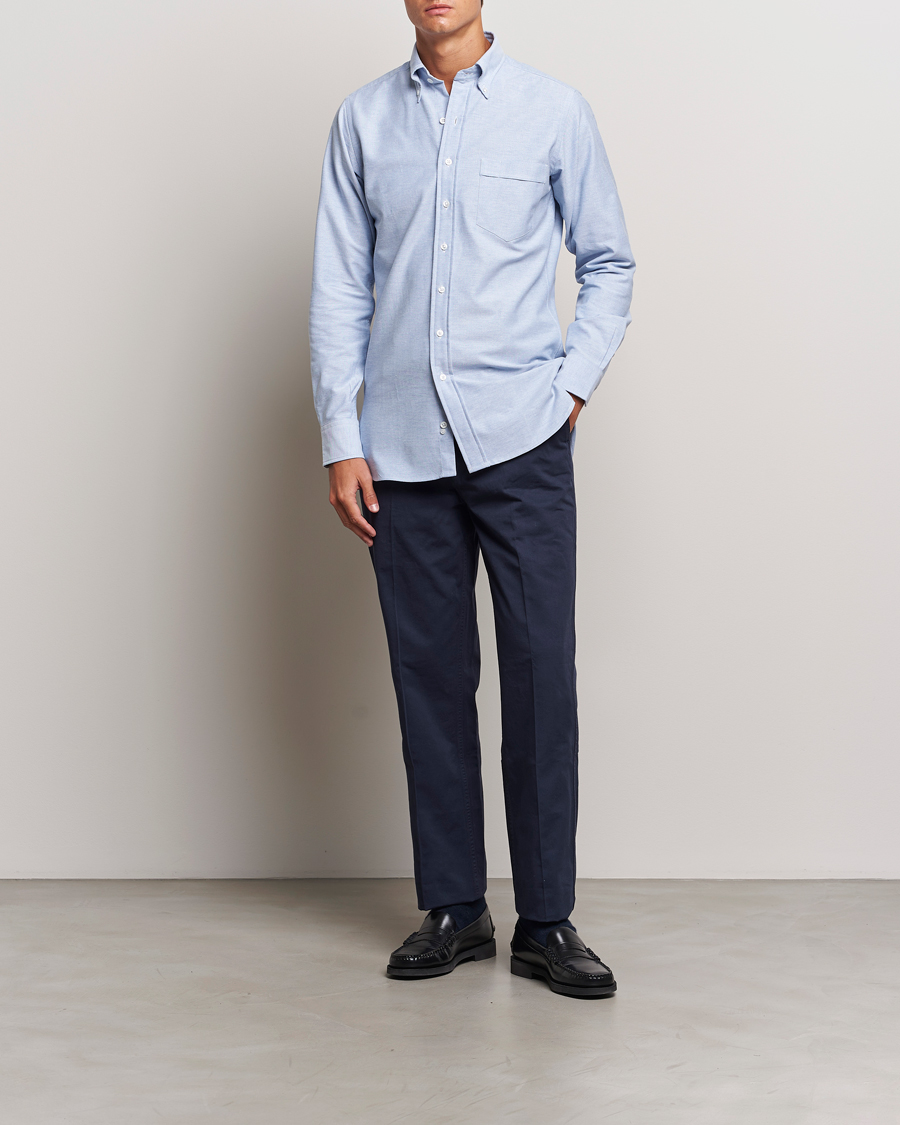 Herre | Skjorter | Drake's | Button Down Oxford Shirt Blue