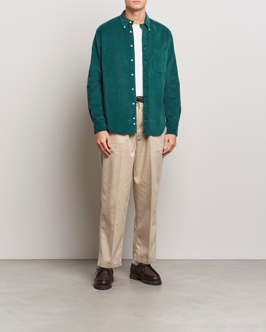 Herre | Skjorter | Gitman Vintage | Button Down Corduroy Shirt Emerald