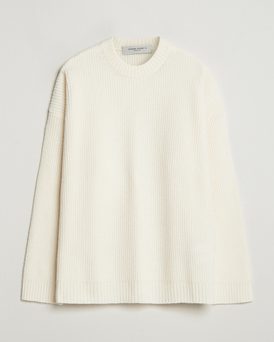 Herre | Trøjer | Golden Goose | Brushed Rib Wool Sweater Heritage White