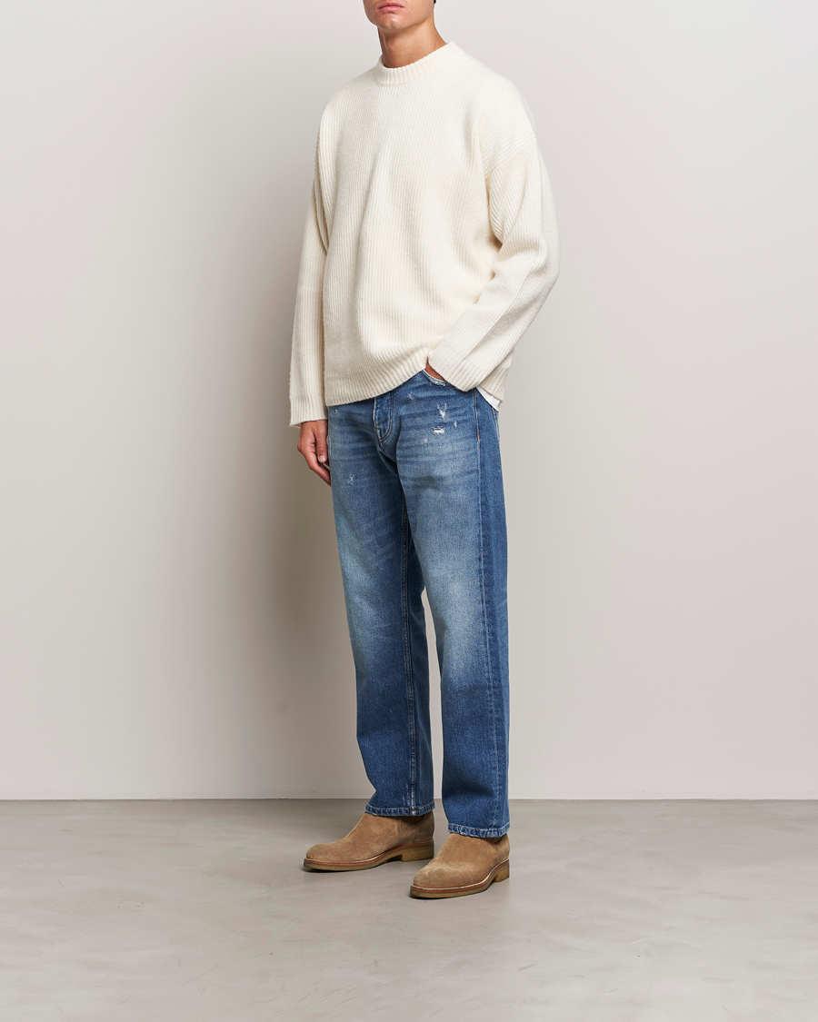 Herre | Trøjer | Golden Goose | Brushed Rib Wool Sweater Heritage White