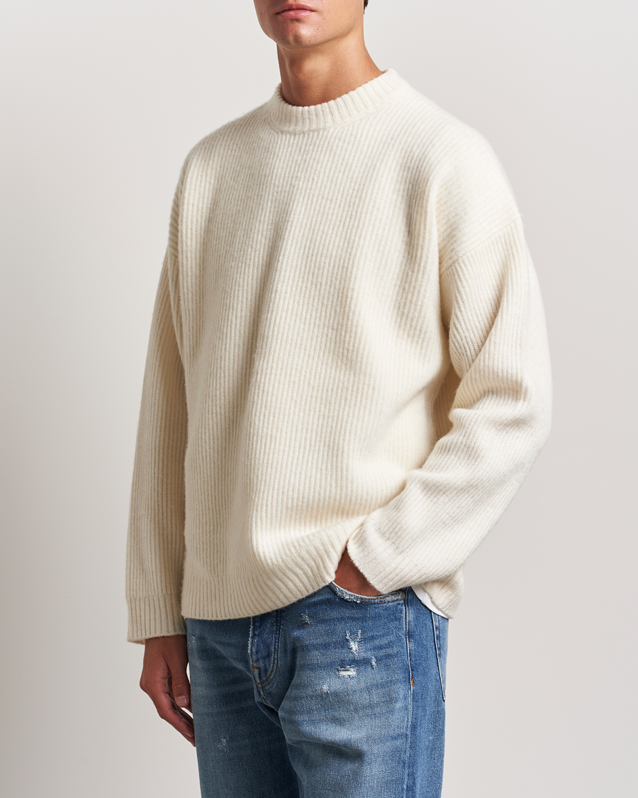 Herre | Trøjer | Golden Goose | Brushed Rib Wool Sweater Heritage White