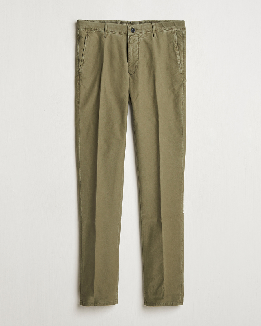 Herre | Bukser | Incotex | Slim Fit Garment Dyed Slacks Dark Green