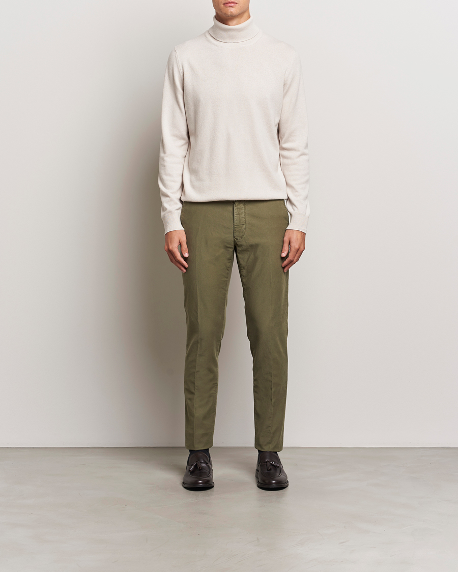 Herre | Bukser | Incotex | Slim Fit Garment Dyed Slacks Dark Green