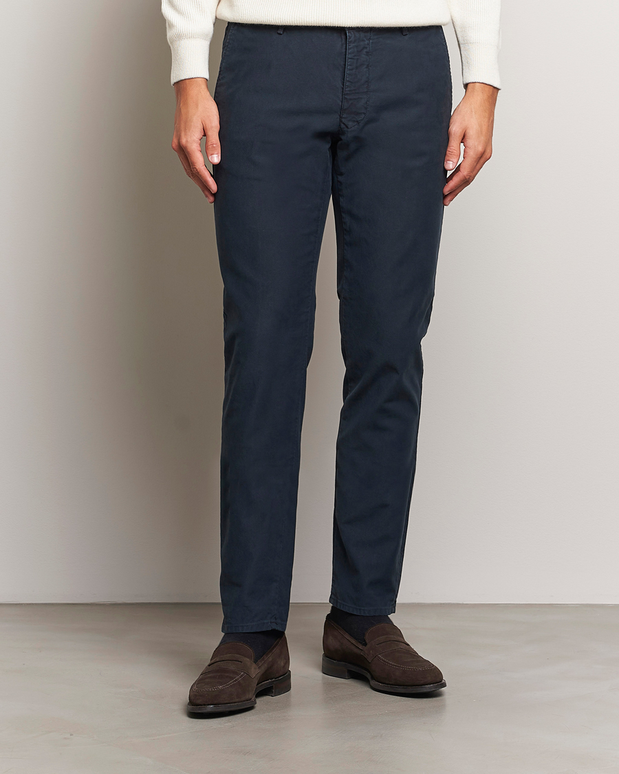 Herre | Bukser | Incotex | Slim Fit Garment Dyed Slacks Navy