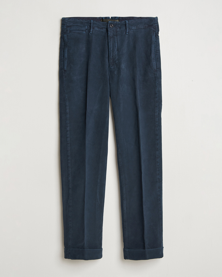Herre | Bukser | Incotex | Regular Fit Moleskin Slacks Navy