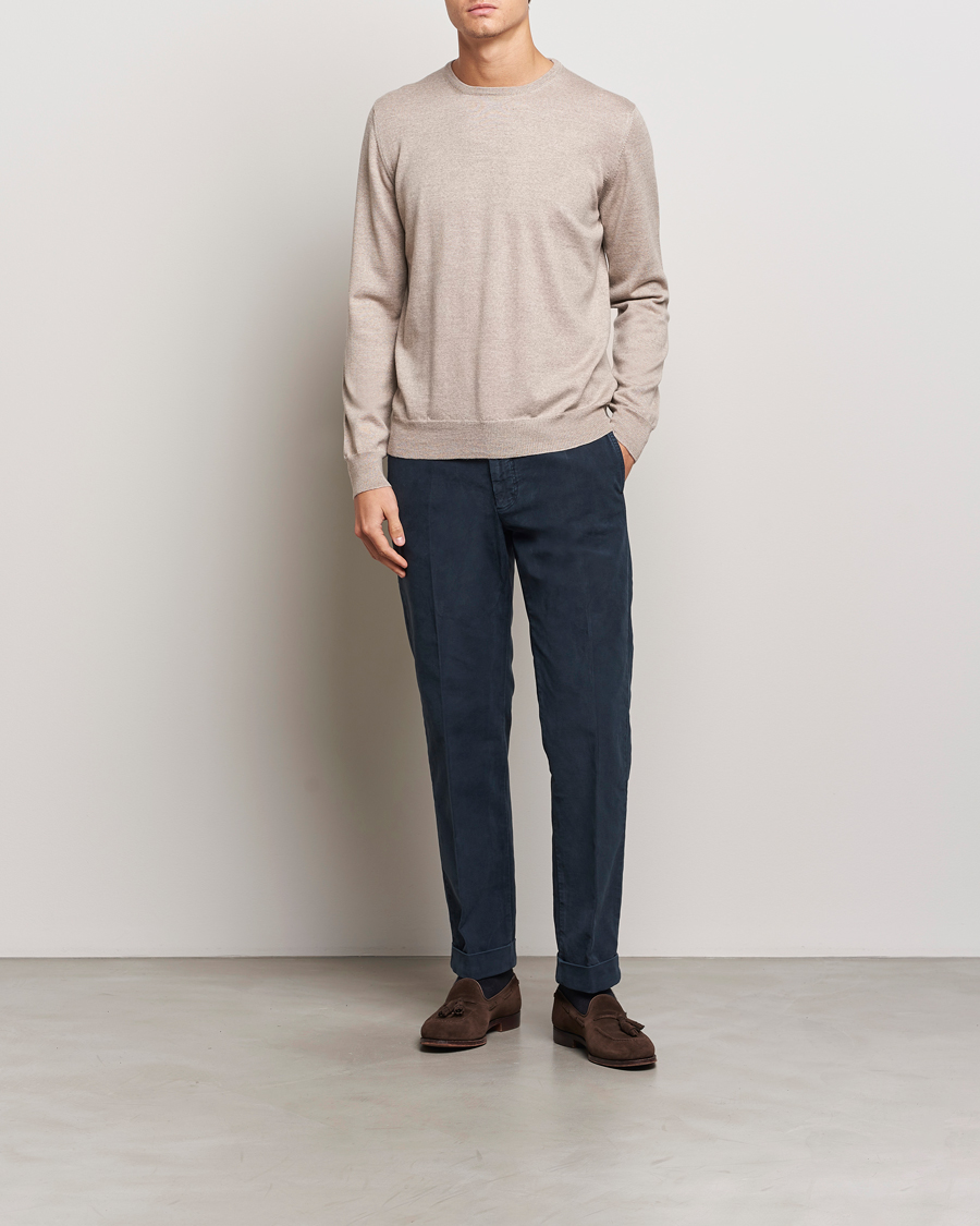 Herre | Bukser | Incotex | Regular Fit Moleskin Slacks Navy