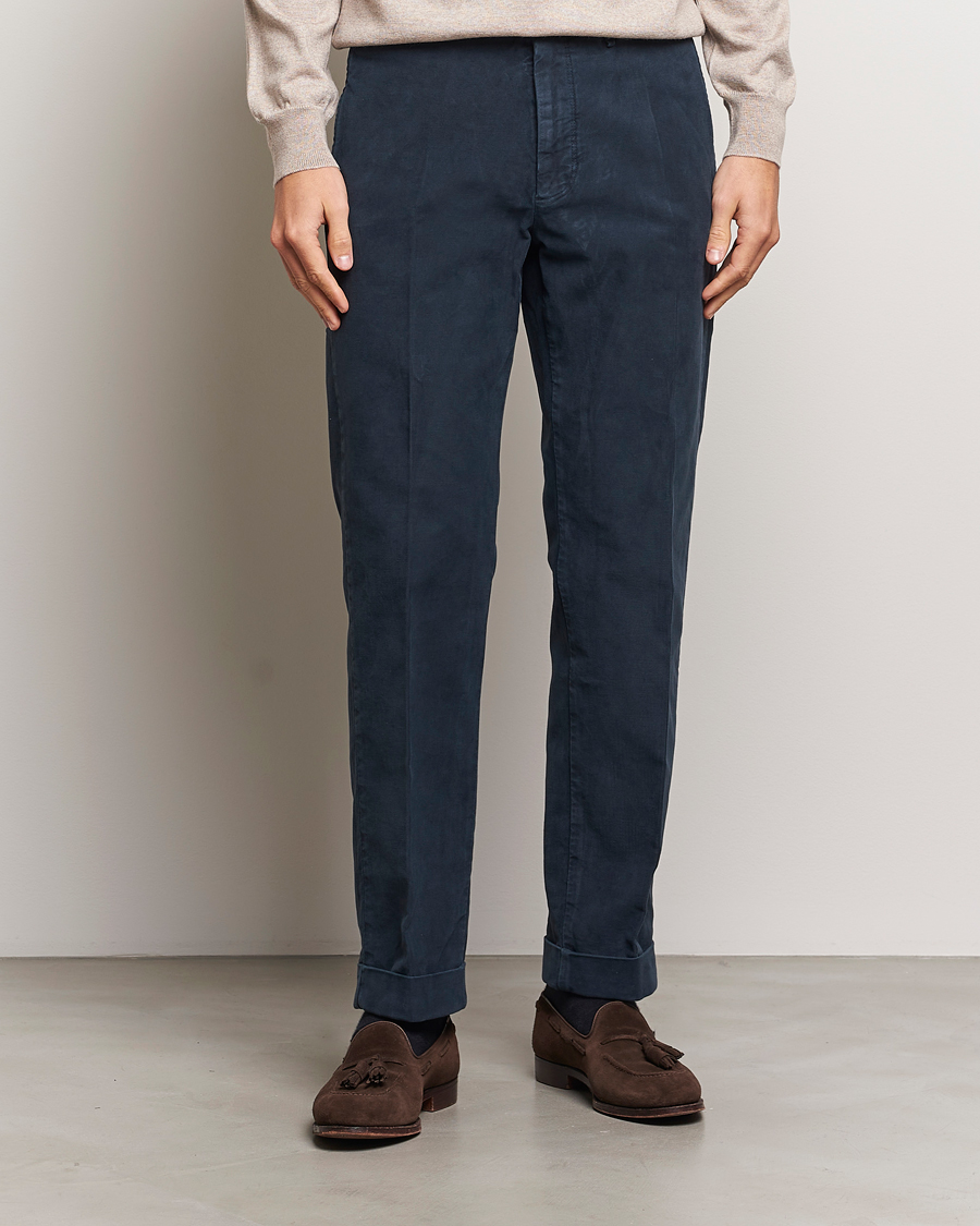 Herre | Bukser | Incotex | Regular Fit Moleskin Slacks Navy