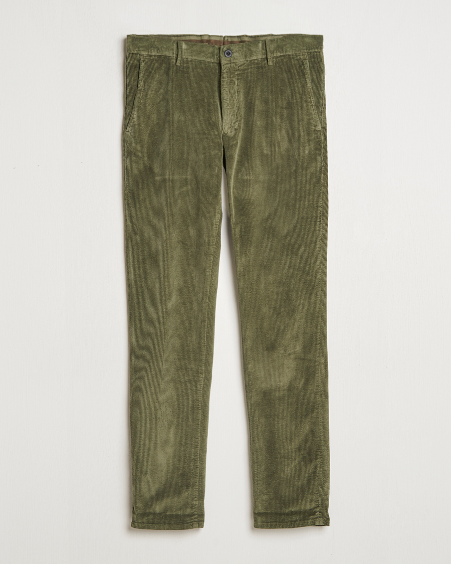 Herre | Bukser | Incotex | Slim Fit Leisure Cord Slacks Dark Green