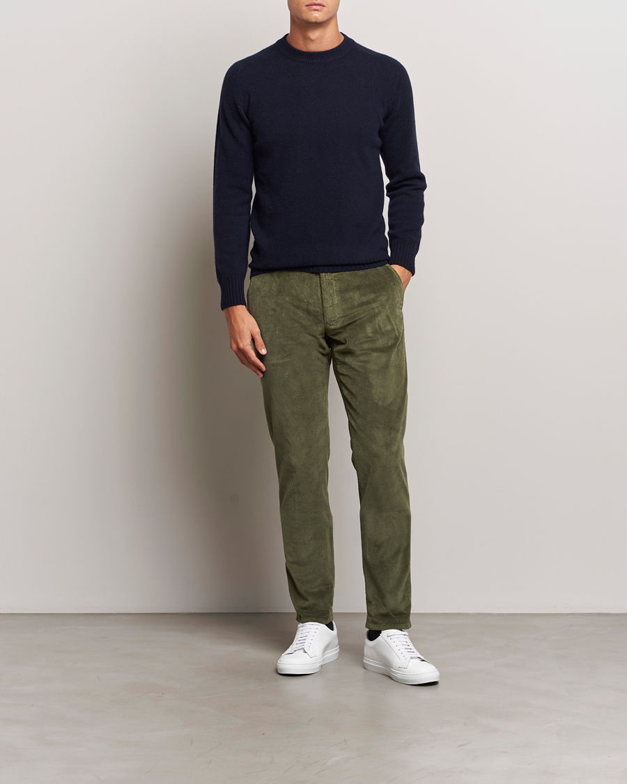 Herre | Bukser | Incotex | Slim Fit Leisure Cord Slacks Dark Green