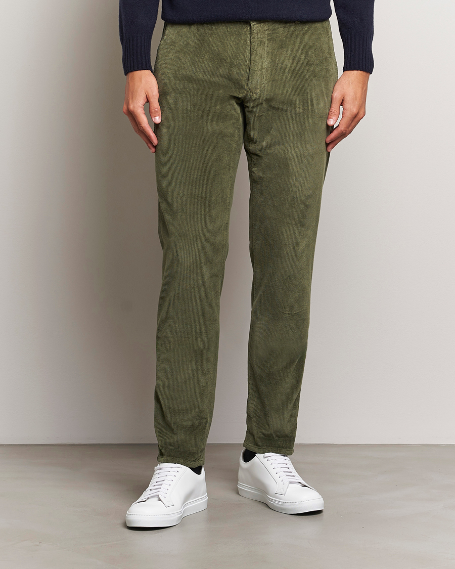 Herre | Bukser | Incotex | Slim Fit Leisure Cord Slacks Dark Green
