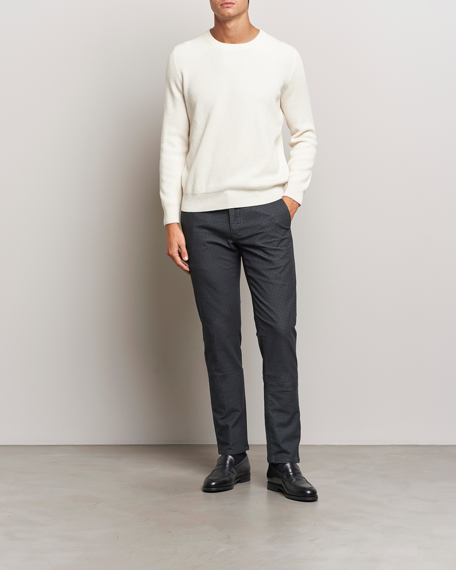 Herre | Bukser | Incotex | Slim Fit Houndstooth Cotton Pants Dark Grey