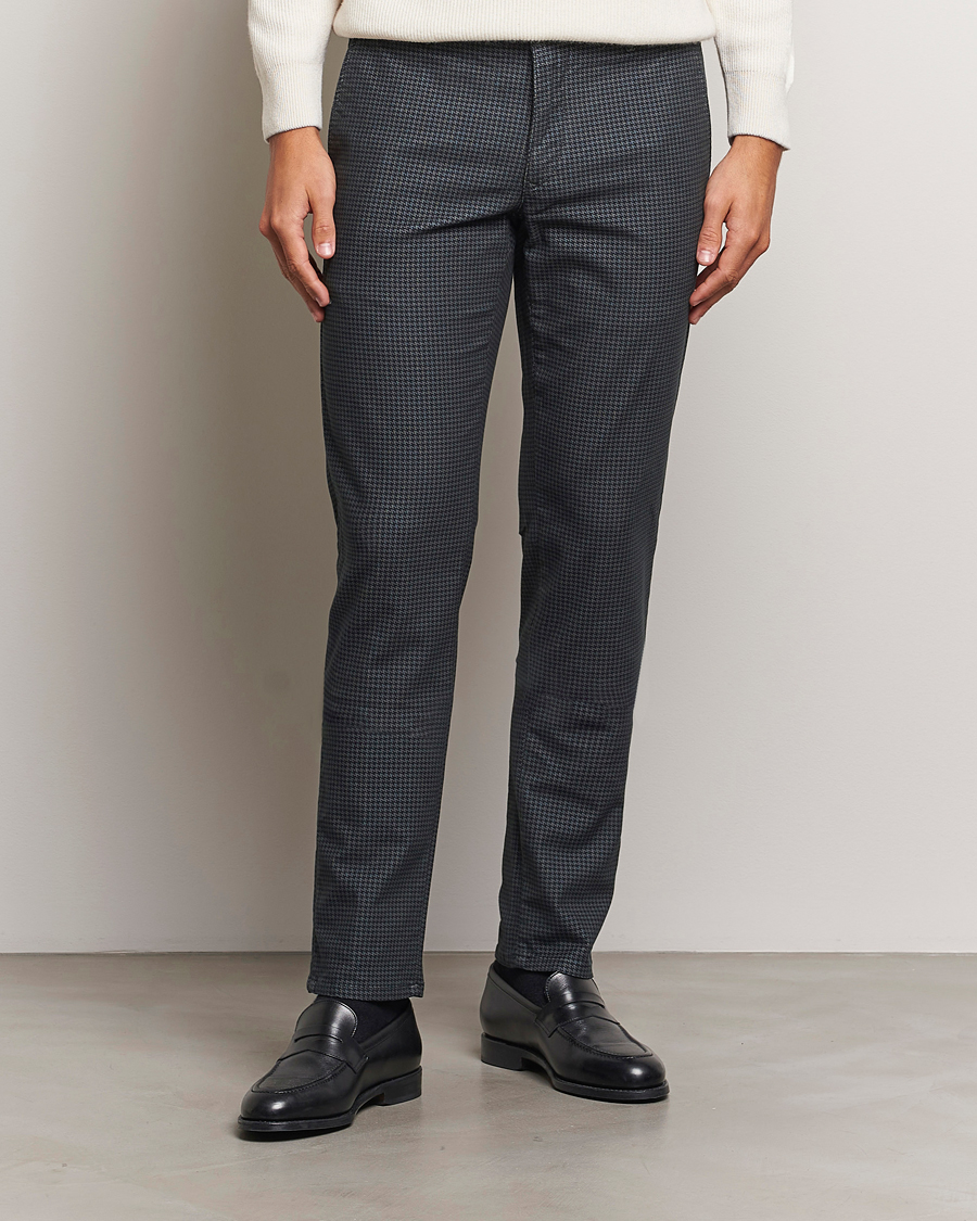 Herre | Bukser | Incotex | Slim Fit Houndstooth Cotton Pants Dark Grey