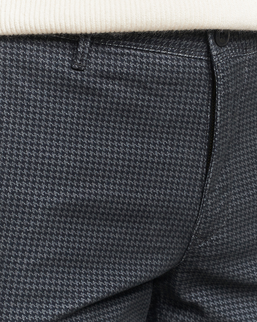Herre | Bukser | Incotex | Slim Fit Houndstooth Cotton Pants Dark Grey