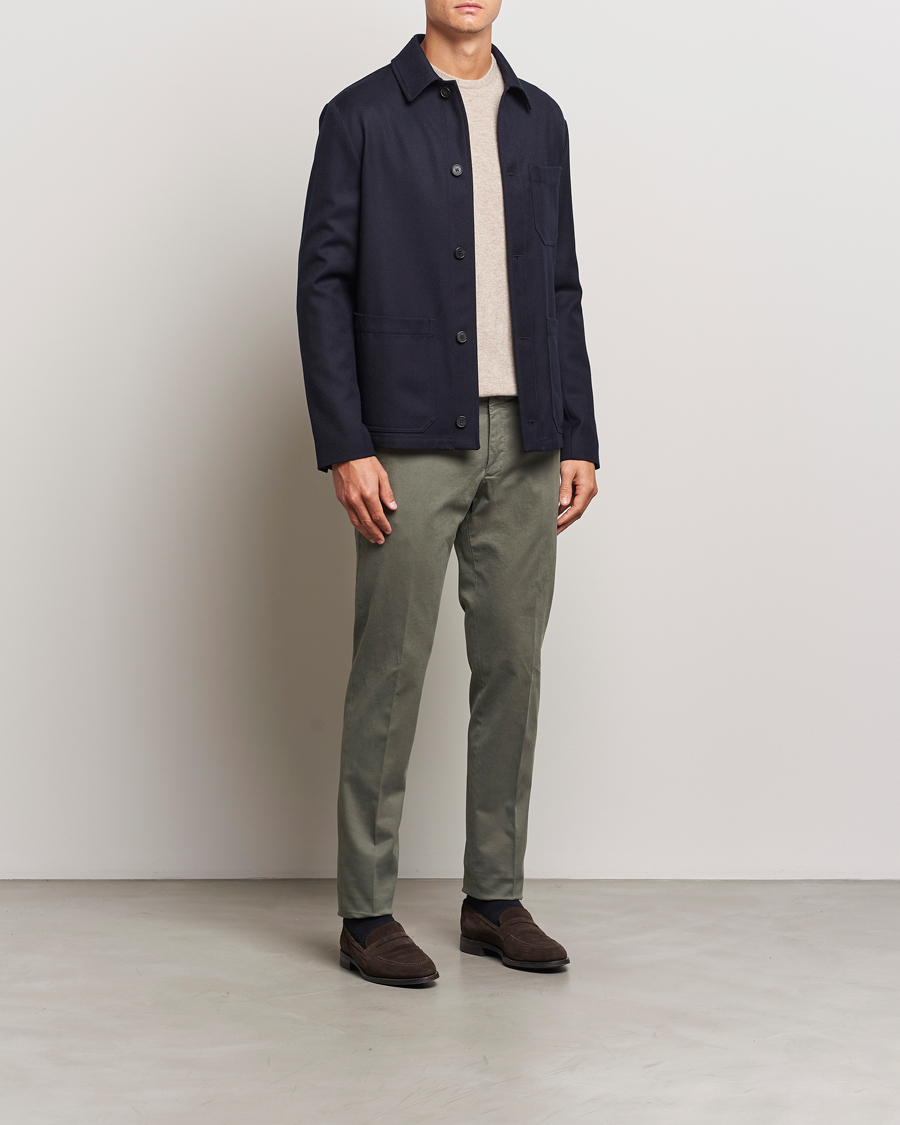 Herre | Bukser | Incotex | Slim Fit Cotton Stretch Chinos Dark Green