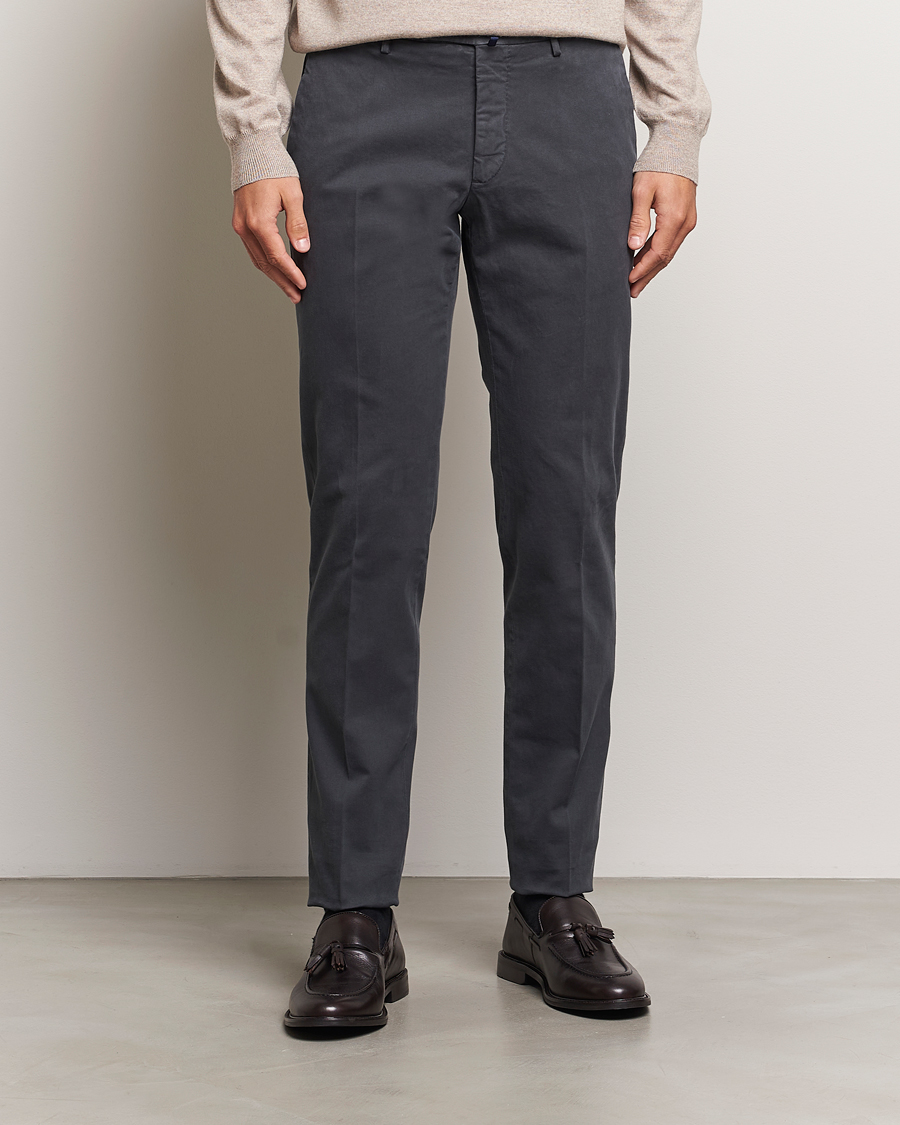 Herre | Bukser | Incotex | Slim Fit Cotton Stretch Chinos Dark Grey