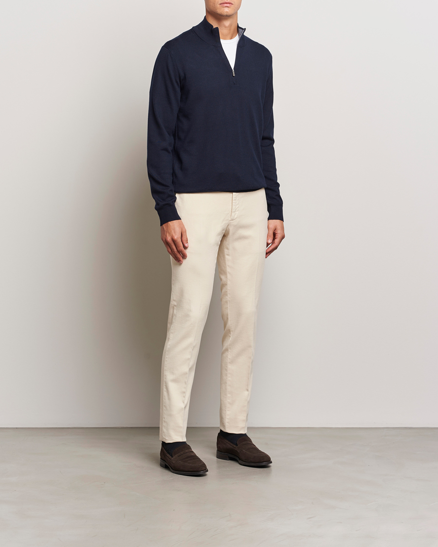 Herre | Bukser | Incotex | Slim Fit Luxury Moleskine Trousers Off White