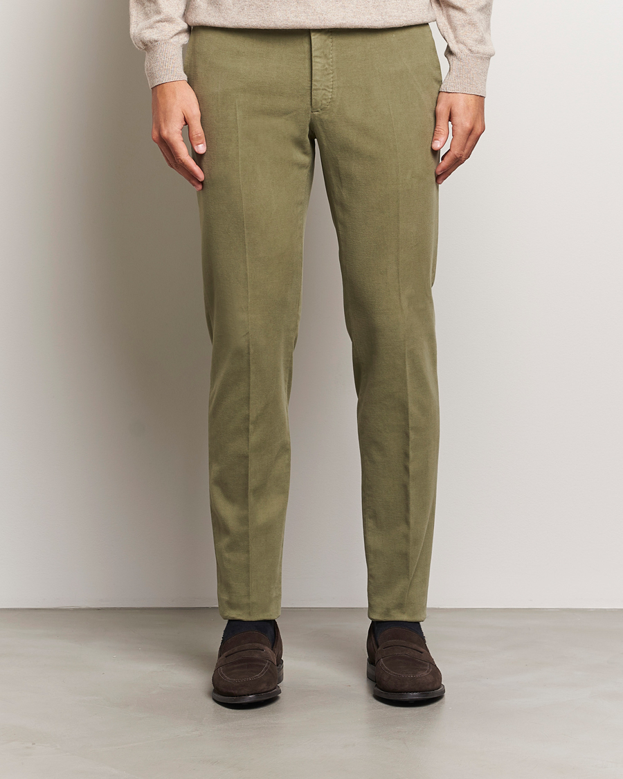 Herre | Bukser | Incotex | Slim Fit Luxury Moleskine Trousers Sage