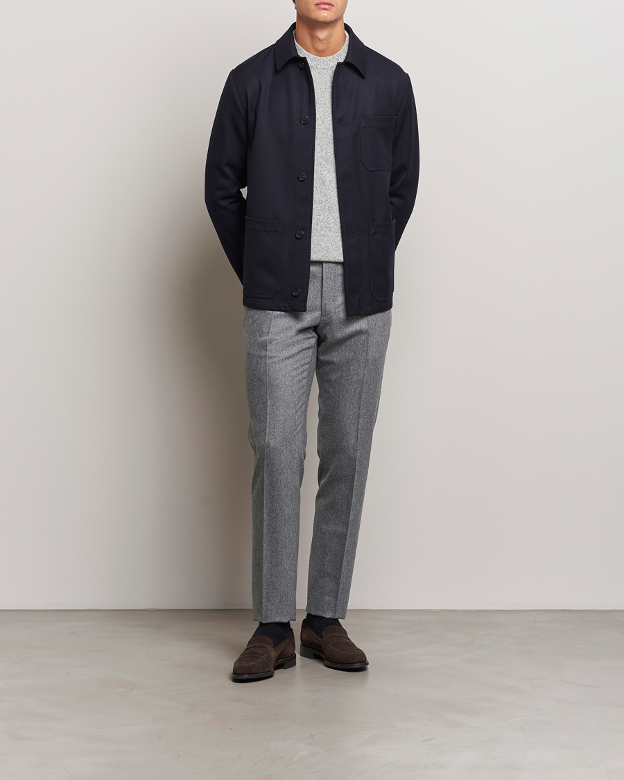 Herre | Bukser | Incotex | Slim Fit Carded Flannel Trousers Grey Melange