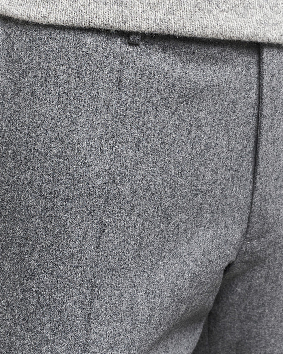 Herre | Bukser | Incotex | Slim Fit Carded Flannel Trousers Grey Melange