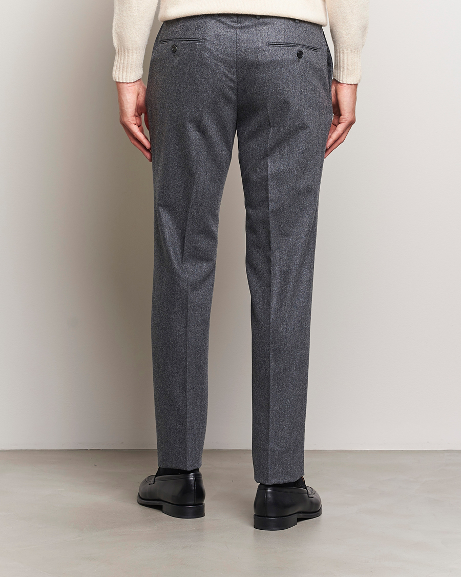 Herre | Bukser | Incotex | Slim Fit Carded Flannel Trousers Dark Grey