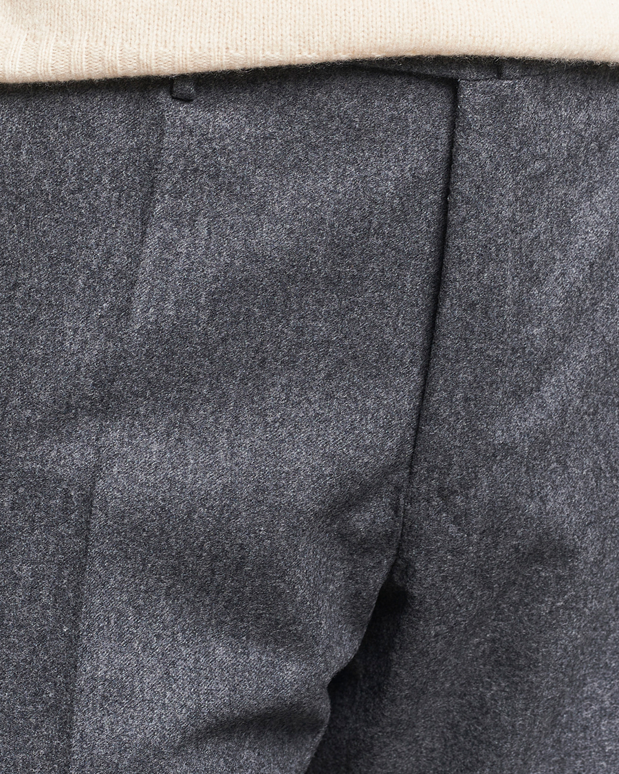 Herre | Bukser | Incotex | Slim Fit Carded Flannel Trousers Dark Grey
