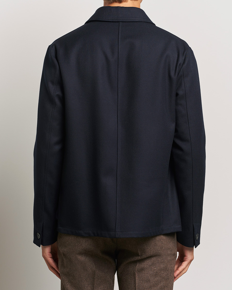 Herre | Jakker | Incotex | Wool Cover Shirt Jacket Navy