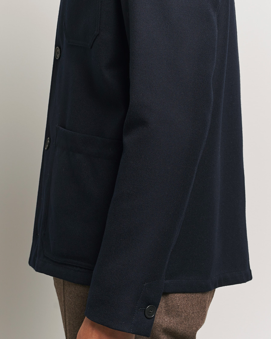 Herre | Jakker | Incotex | Wool Cover Shirt Jacket Navy