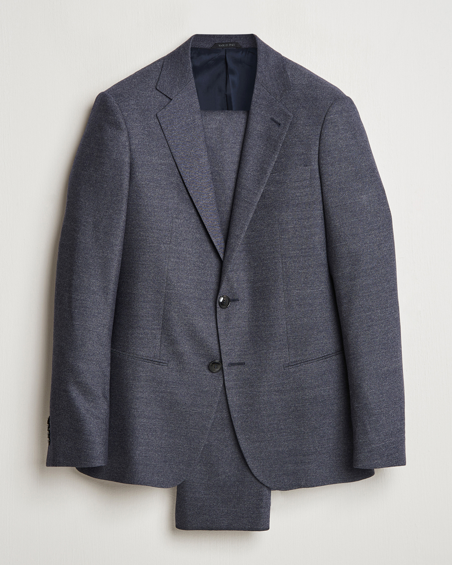 Herre | Giorgio Armani Soho Wool/Cashmere Flannel Suit Navy Melange | Giorgio Armani | Soho Wool/Cashmere Flannel Suit Navy Melange