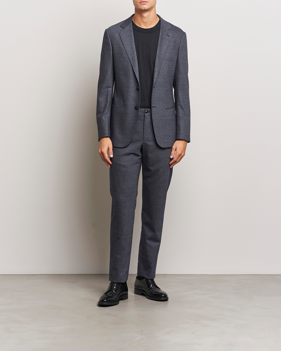 Herre | Giorgio Armani Soho Wool/Cashmere Flannel Suit Navy Melange | Giorgio Armani | Soho Wool/Cashmere Flannel Suit Navy Melange