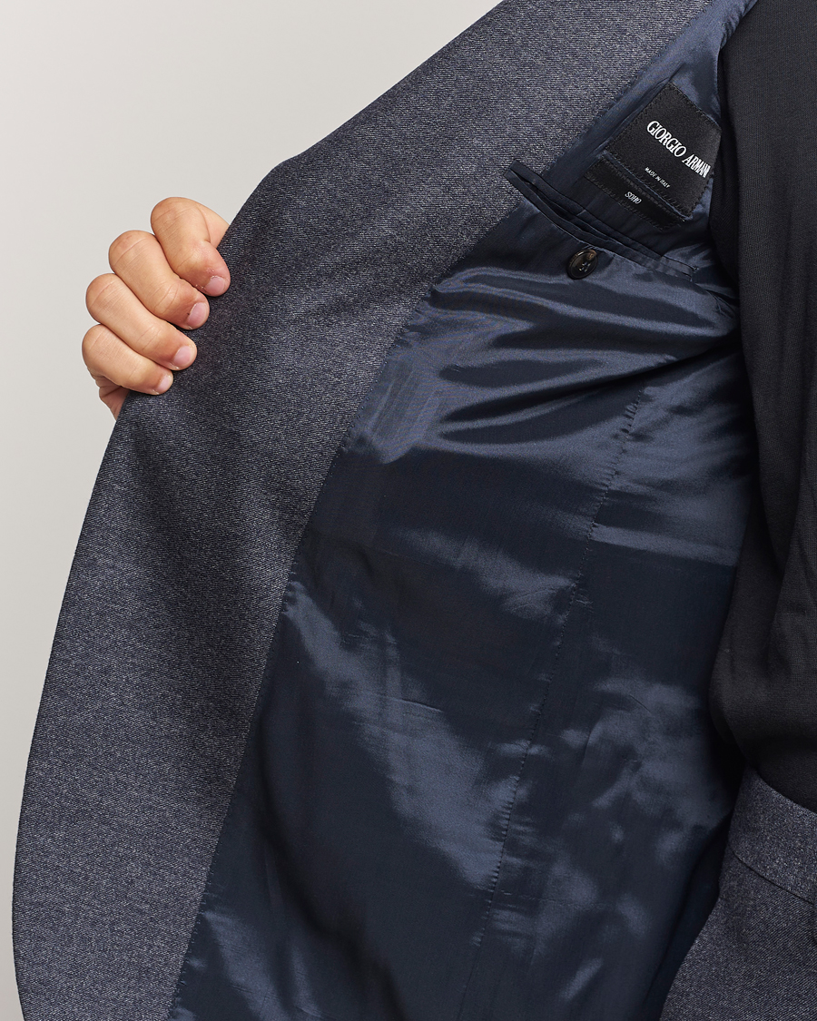 Herre | Giorgio Armani Soho Wool/Cashmere Flannel Suit Navy Melange | Giorgio Armani | Soho Wool/Cashmere Flannel Suit Navy Melange