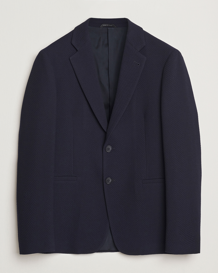Herre | Blazere & jakker | Giorgio Armani | Chevron Wool Stretch Blazer Navy
