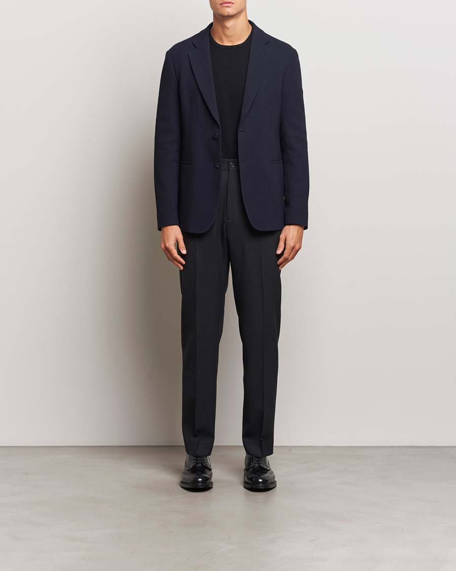 Herre | Blazere & jakker | Giorgio Armani | Chevron Wool Stretch Blazer Navy