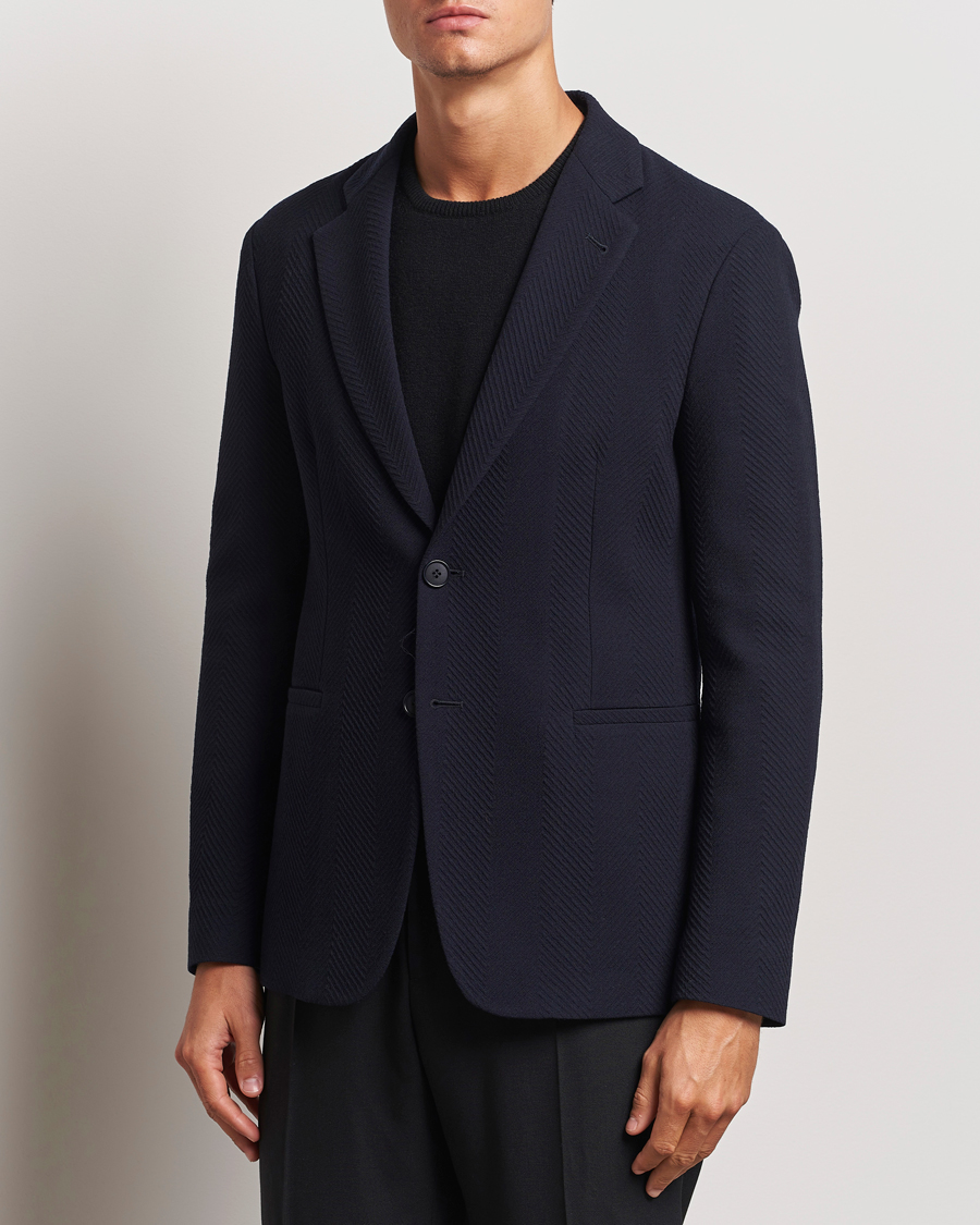Herre | Blazere & jakker | Giorgio Armani | Chevron Wool Stretch Blazer Navy