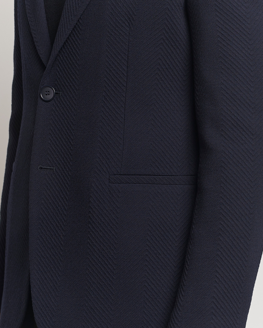 Herre | Blazere & jakker | Giorgio Armani | Chevron Wool Stretch Blazer Navy