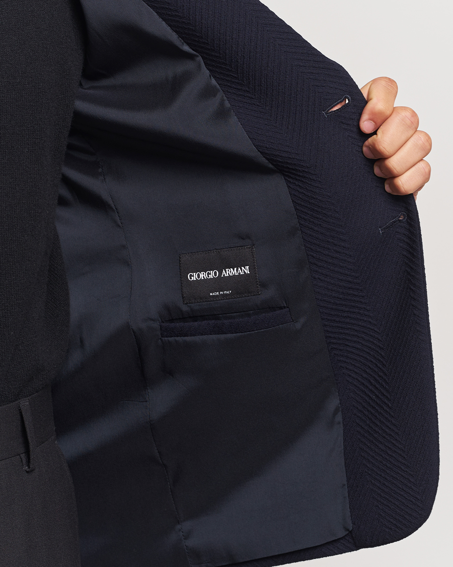 Herre | Blazere & jakker | Giorgio Armani | Chevron Wool Stretch Blazer Navy