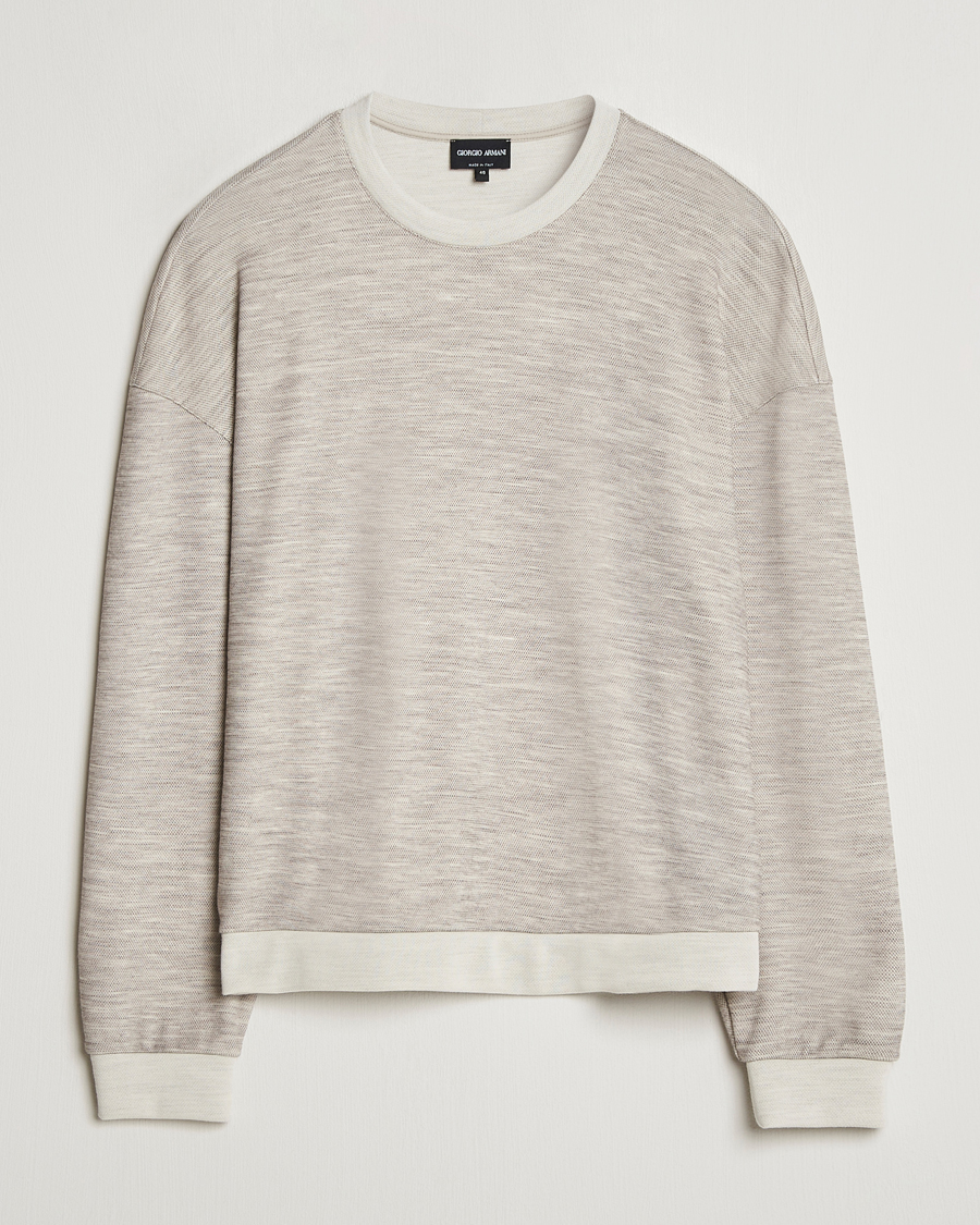 Herre | Trøjer | Giorgio Armani | Light Wool Crew Neck Light Beige