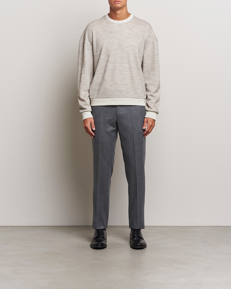 Herre | Trøjer | Giorgio Armani | Light Wool Crew Neck Light Beige