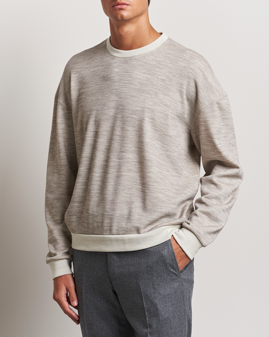 Herre | Trøjer | Giorgio Armani | Light Wool Crew Neck Light Beige