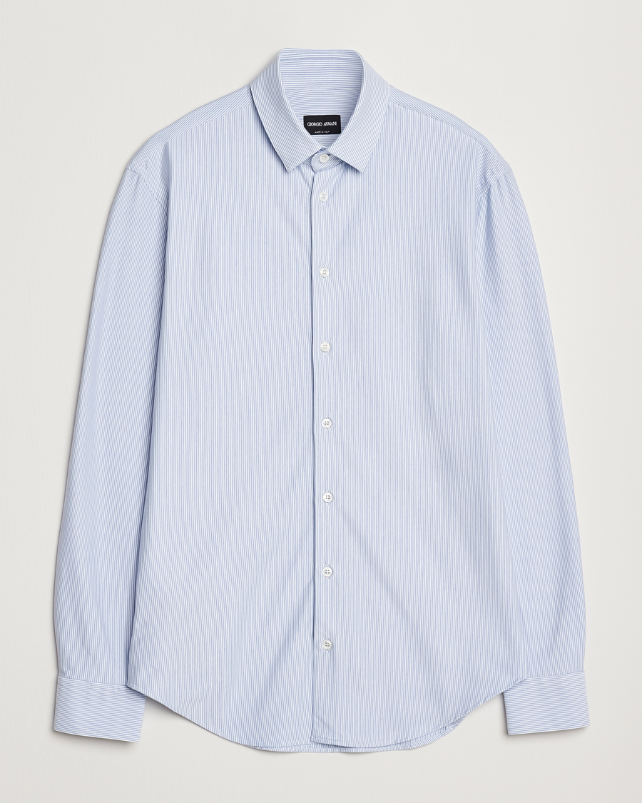 Herre | Skjorter | Giorgio Armani | Jersey Stretch Shirt Light Blue Stripe
