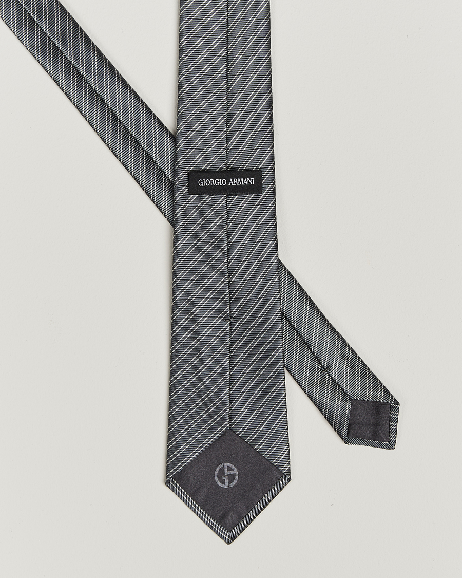 Herre | Giorgio Armani Striped Silk Tie Steel Grey | Giorgio Armani | Striped Silk Tie Steel Grey